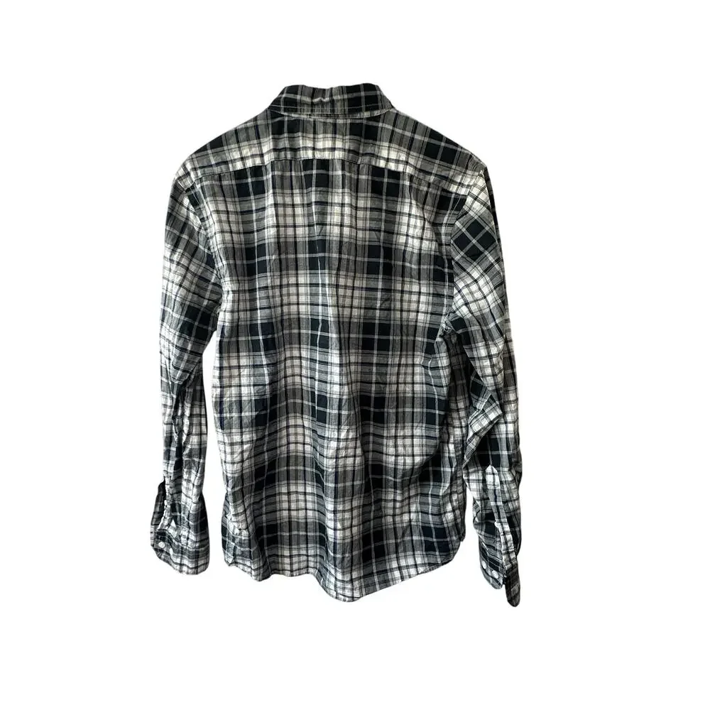 Banana Republic Blue Check Slim Fit Untucked Button Down Shirt Men's Medium